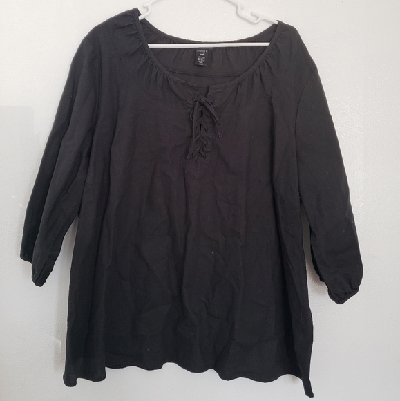 ellos Tops - ELLOS Linen Blend 3/4 Sleeve Top 20W